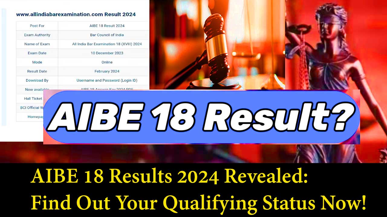 AIBE 18 Results 2024, All India Bar Examination XVIII, AIBE 2024 Result, AIBE XVIII (18) Result 2024, AIBE Scorecard 2024, AIBE 18 Cut-Off Marks